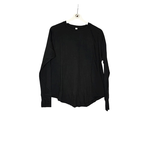 Zella Small Relaxed Washed Long Sleeve Slub Tee black thumb holes Nordstrom NWOT - Picture 3 of 7